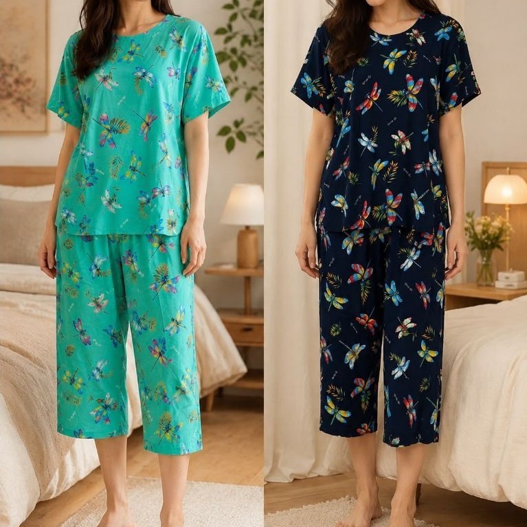 Setelan baju tidur rayon yeong gi size XXL celana 7/8