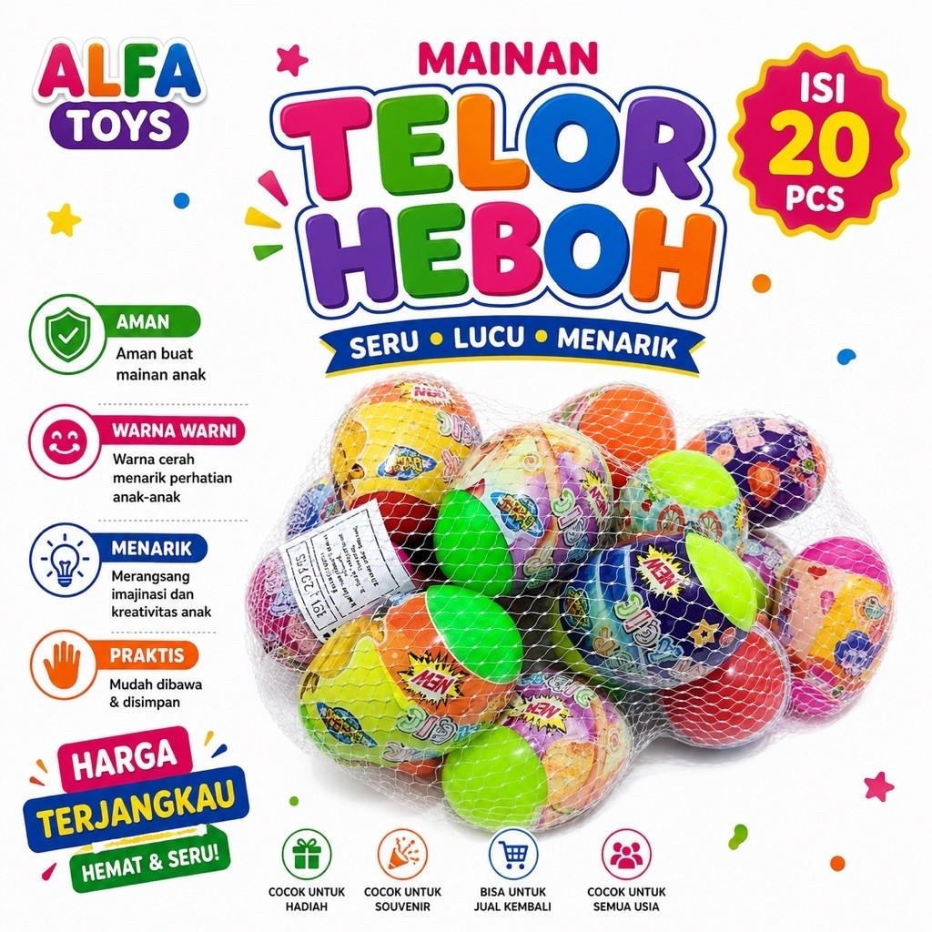 ISI 20 PCS MAINAN TELOR AJAIB JARING