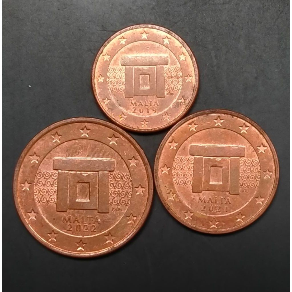 Koin Malta Euro Cents set 3 keping 1 - 2 - 5 cents koleksi
