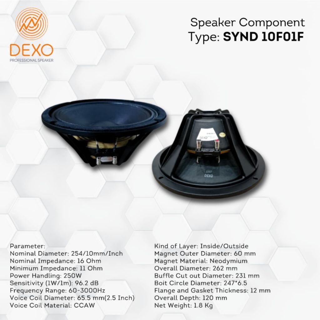 SPEAKER COMPONENT DEXO / DEXO SYND 10F01F / SPEAKER 10 INCH