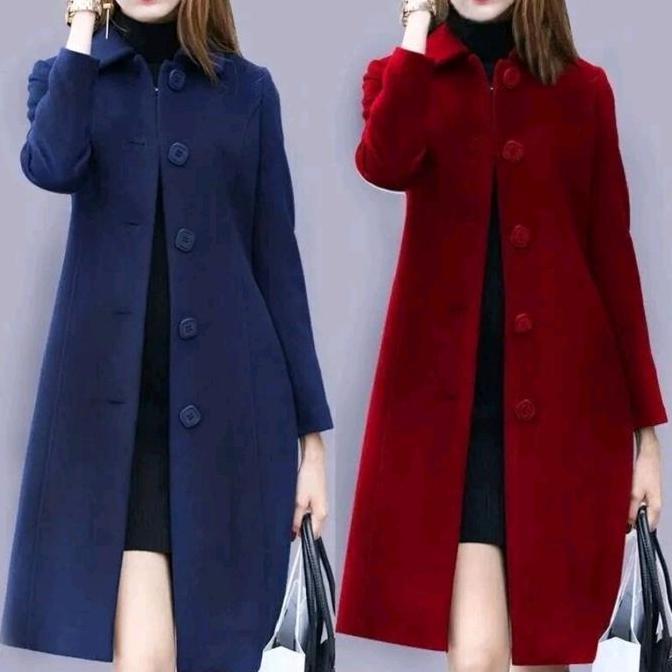 JAKET BLAZER LONG COAT WANITA KOREAN STYLE OUTER BASIC KATUN FLEECE PANJANG TEBAL CASUAL OVERSIZE JA