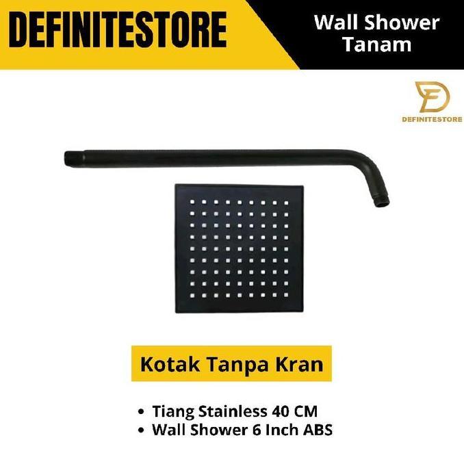 Wall Shower Tanam Kotak ABS Premium Tiang Kuningan Anti Karat 6 Inci Desain Elegan Mudah Dipasangkan