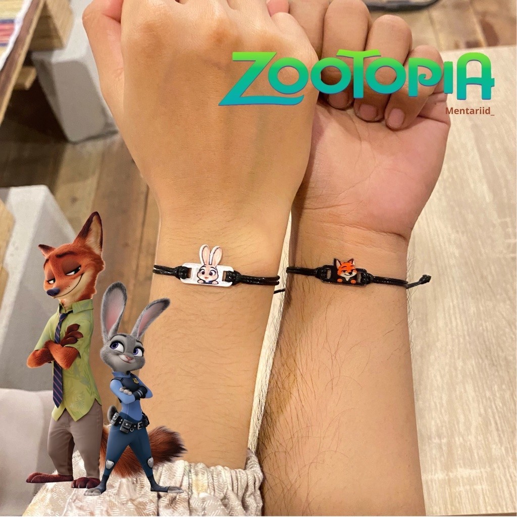Zootopia gelang couple| gelang couple karakter kelinci dan rubah zootopia judy dan nick tali korea| 