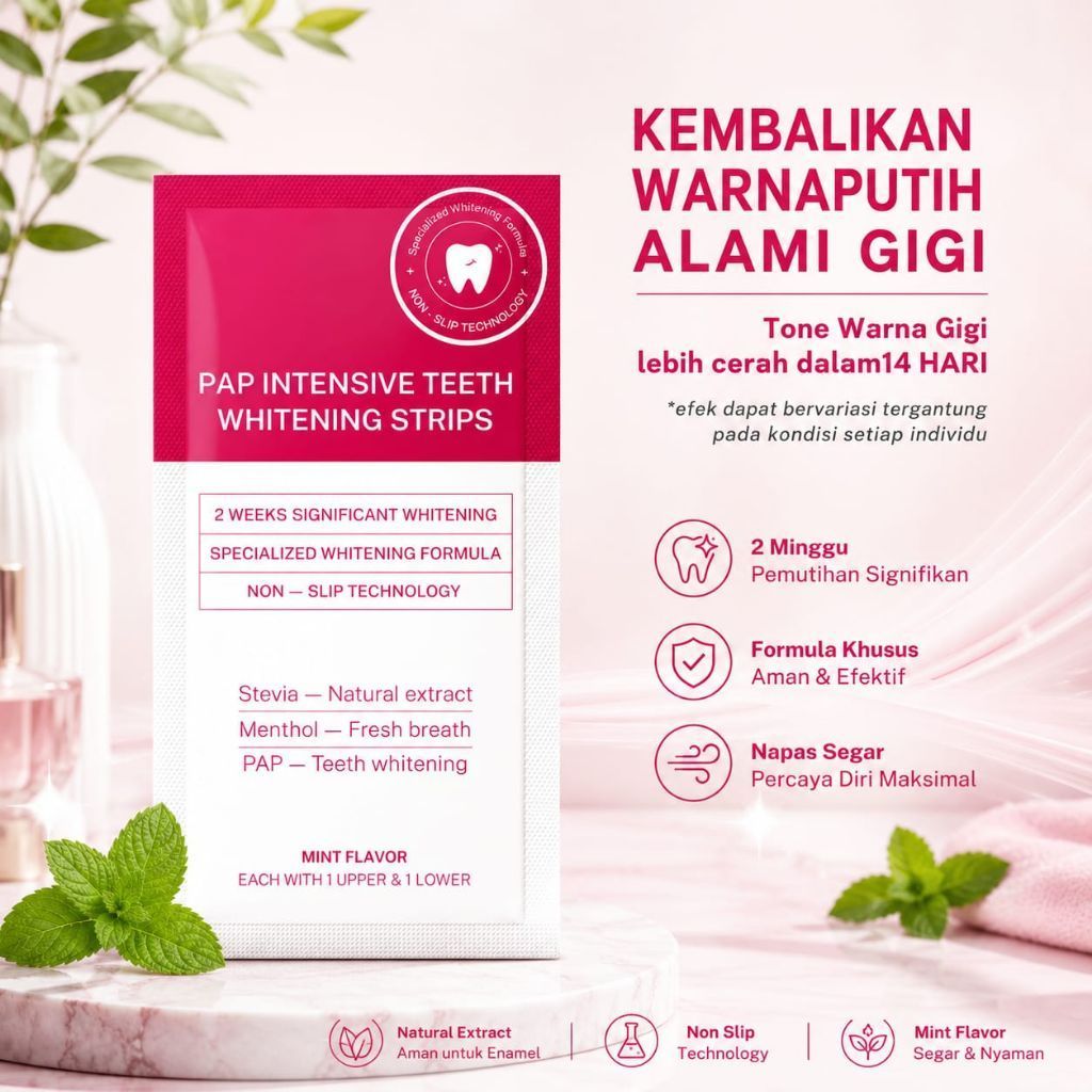 METOO PAP Teeth Whitening Strips Pemutih Gigi Strip Pemutih Gigi Whitening Strip Gigi Putih Mint
