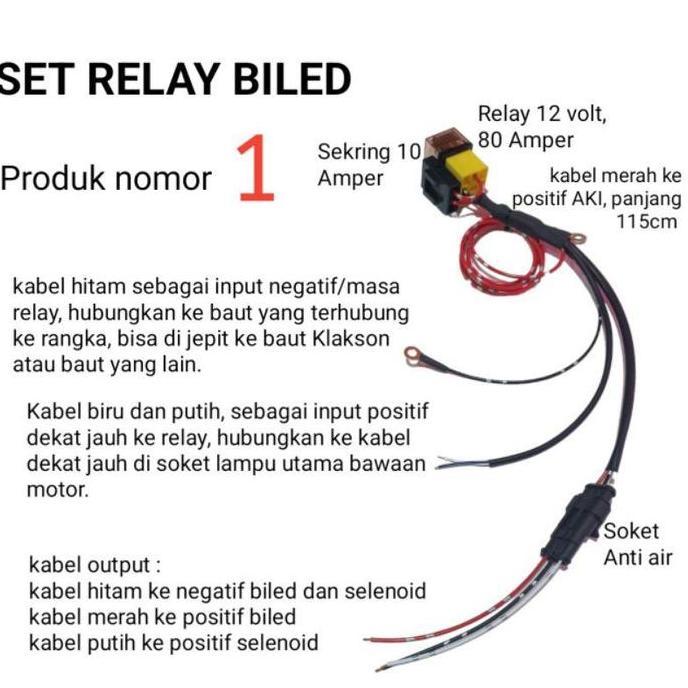KABEL RELAY SET LAMPU MOBIL MOTOR LED & HID H4 HI LOW / BILED PROJECTOR AYOTO