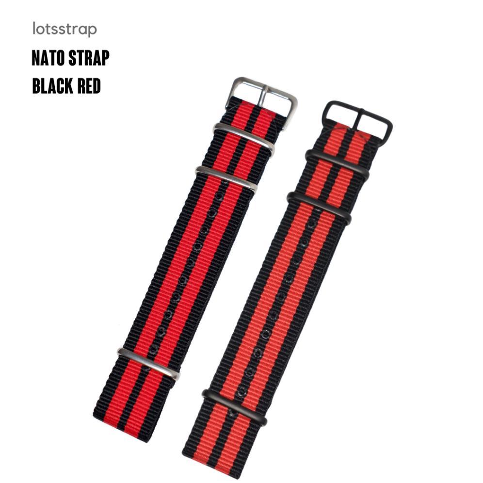 Tali Jam Tangan Nylon Nato Strap Black Red Milan - NS51 B9 Diskon