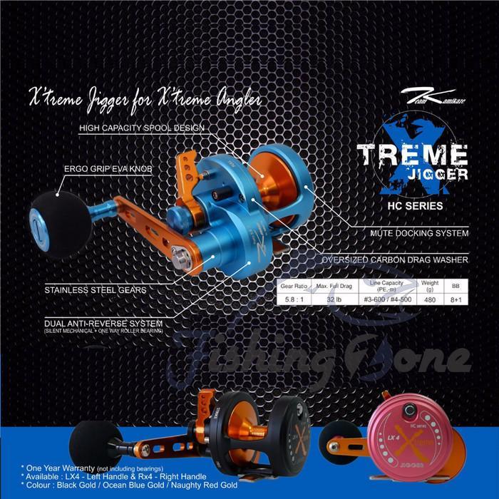 Team Kamikaze Xtreme Jigger OH Reel HC Series LX4 - (Left Handle) - Hitam