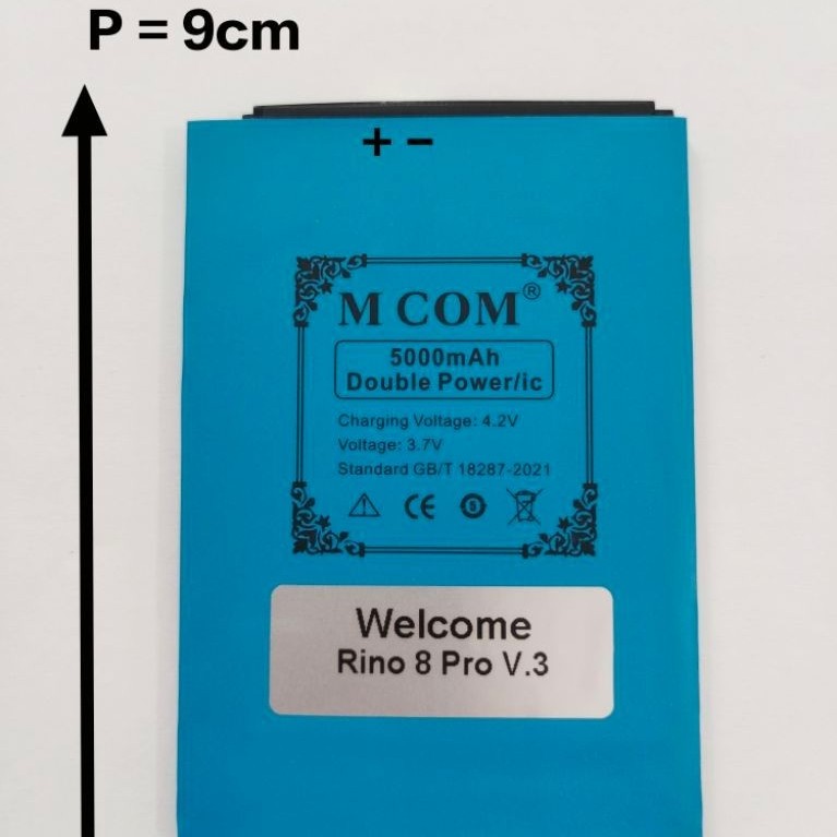 Baterai Rakitan M COM Double Power Welcome Rino 8 Pro V.3