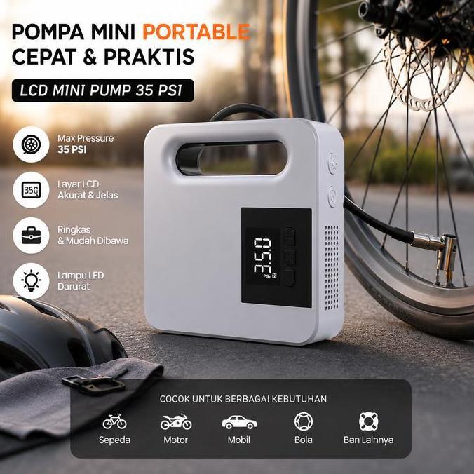 Pompa Angin EAFC Inflator Ban Mobil Elektrik LCD Display