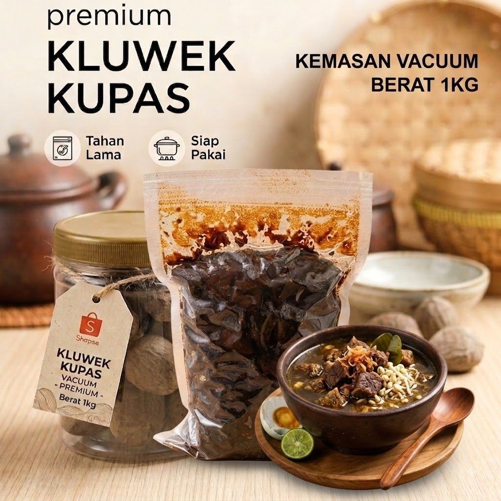 Klewek Kupas Pucung Kluwek Kupas Picung Kupas 1KG Full Hitam Kemasan Vacum