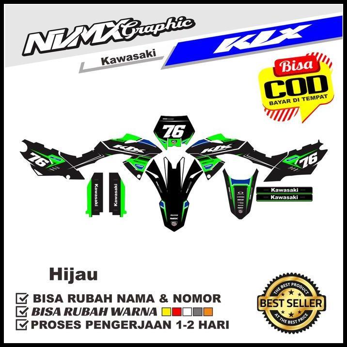 DISKON PREMIUM DECAL KLX 150 CUSTOM DECAL KLX WARNA BIRU HITAM 