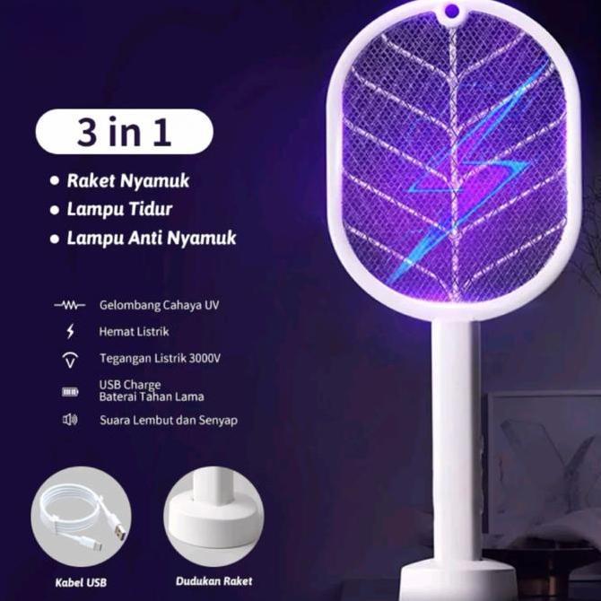 Raket Nyamuk Elektrik Usb Rechargeable Anti Setrum Ke Manusia