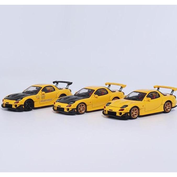 BSC 1/64 Mazda RX7 FD3S Open Hood Black Gold Wheels Diecast