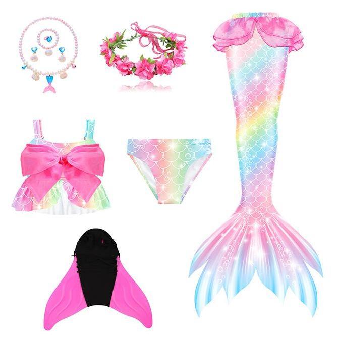 Halloween Cosplay Girls Mermaid Tails Swimming Dresses Costume Beach