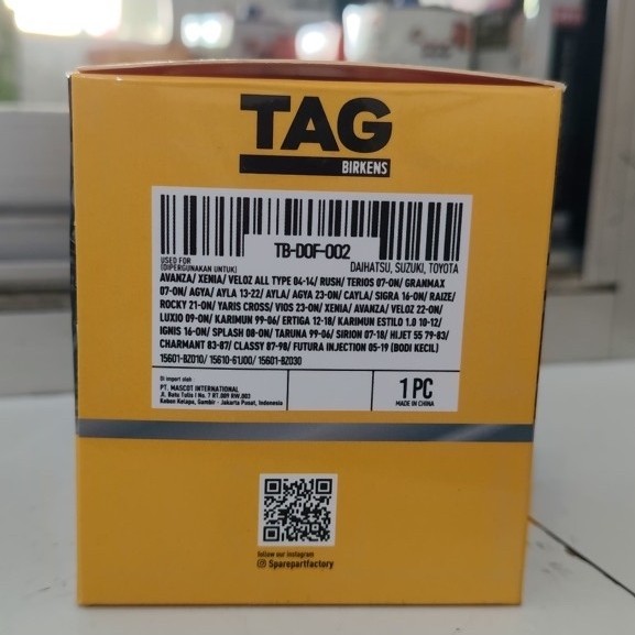 TAG FILTER OLI/SARINGAN MOBIL AVANZA
