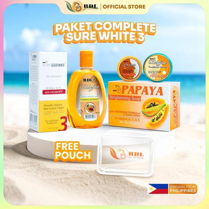 YIKAVASAMA - RDL PAKET COMPLETE SUREWHITE MICROEXFOLIANT 3 - SKINCARE PAGI MALAM PERAWATAN WAJAH KUS