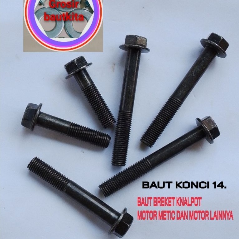 1,PCS.BAUT 14,HITAM BAJA CARBON.BAUT KEDUDUKAN KNALPOT PANJANG 4cm,5cm,6cm,6,5cm,7,5cm.8cm,10cm.BAUT