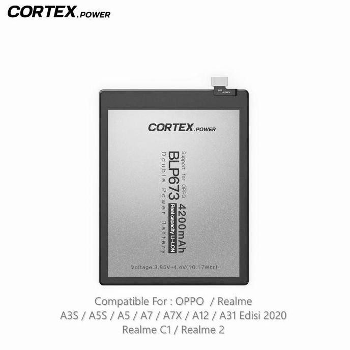 BEBAS ONGKIR - Cortex Power - Baterai BLP673 Compatible With OPPO & REALME A3S / A5S / A5 / A7 / A7X