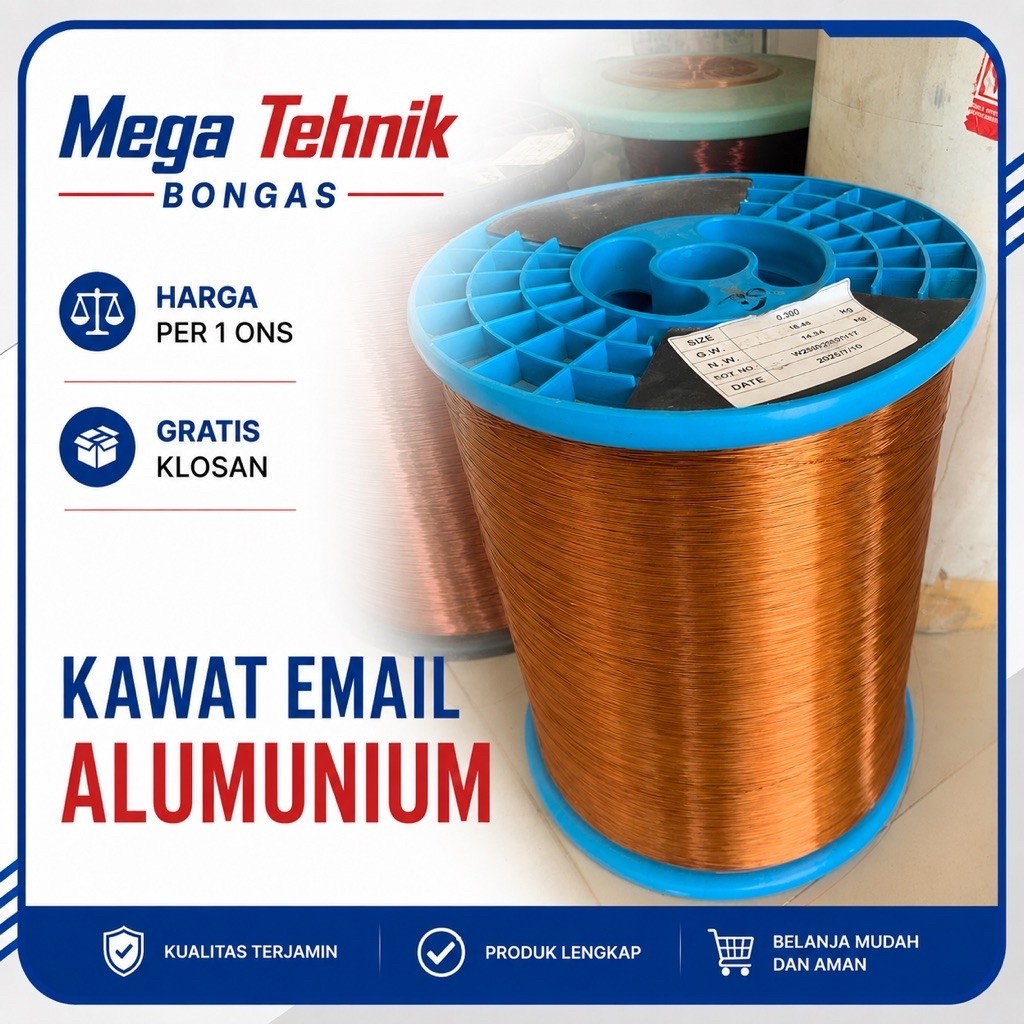 Kawat Email Aluminium – Kawat Lilitan Dinamo, Motor & Trafo | 1 ons