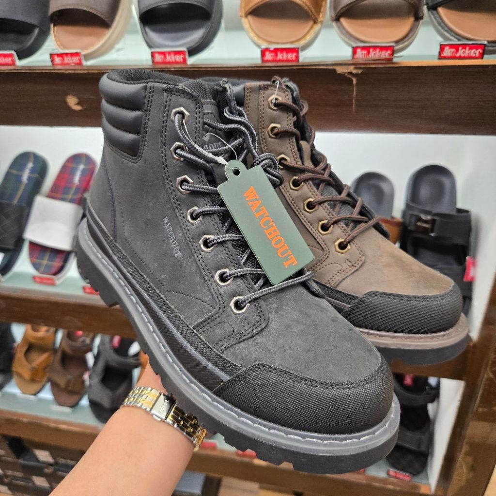 WATCHOUT NEW sepatu boot tali pria upper 100% kulit sapi ori size 39-44