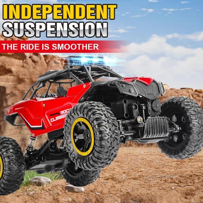 tinosebastian_shop - mainan rc truk militer besar 4wd bodi besi, ban karet, medan berat, 2.4ghz, led