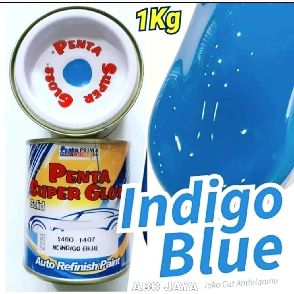 Cat Penta Super Gloss 5460-1407 Indigo Blue 1Kg Biru Indigo Biru Muda Biru Mengkilap Solid Indiko Du