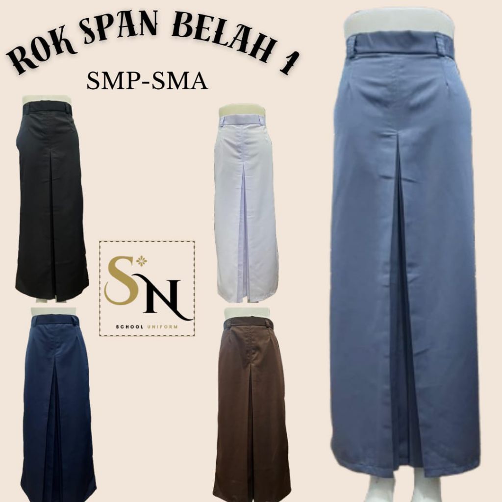 ROK SPAN BELAH 1 DEPAN / ROK SPAN SMP SMA KAIN LICIN / ROK SPAN PANJANG / ROK SPAN BELAH DEPAN / ROK