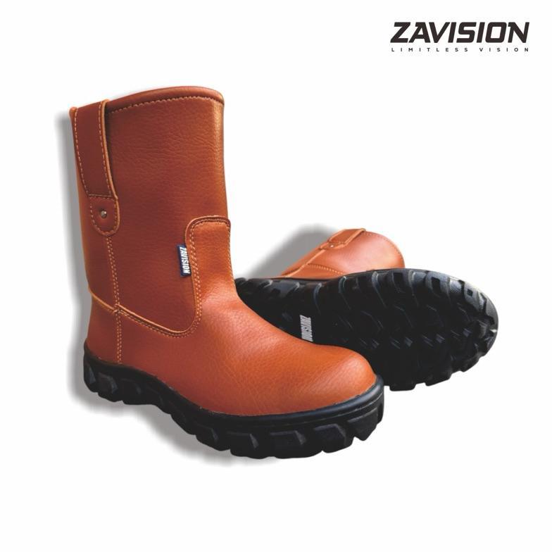 original zavision sepatu safety boots ujung besi premium kulit tebal boots tinggi original 100%
