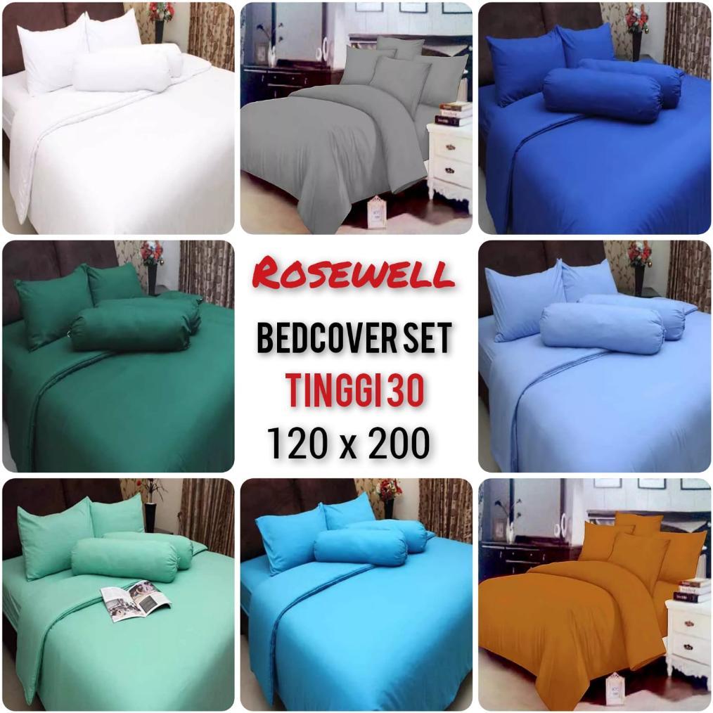 Bedcover Rosewell Set Single Tinggi 30 ukuran sprei 120x200x30 cm Polos Ukuran Bedcover 150x200 cm