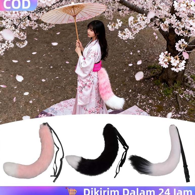 [TOYS] 1pcs Ekor Cosplay Fox Tail Costume Buntut Kucing Cosplay Ekor Hewan Yang Realistis Bulu Lebat