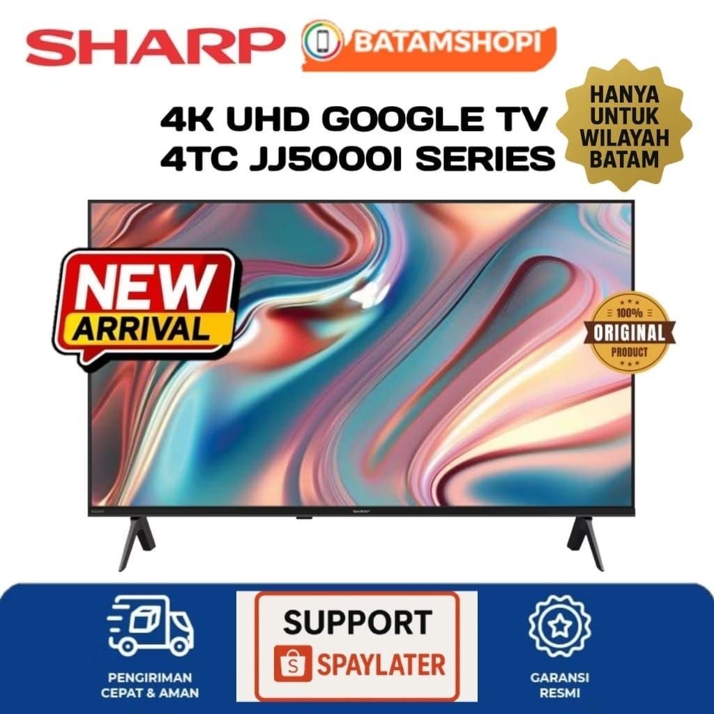 SHARP TV LED 55" INCH  ANDROID GOOGLE TV SERI JJ5000i GARANSI RESMI - BATAM