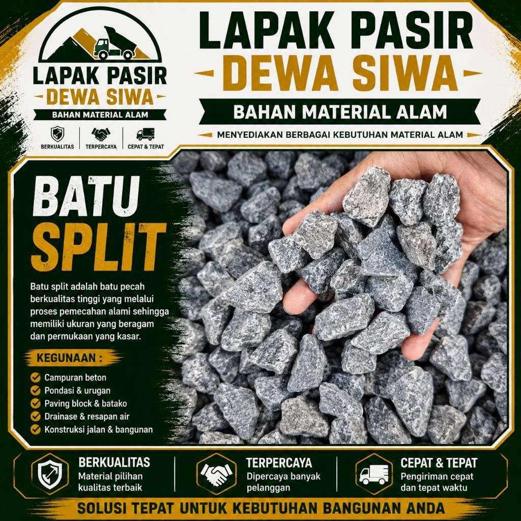 Batu Split Murni 1 pickup (losbak- colt) Pengiriman wilayah Tangerang