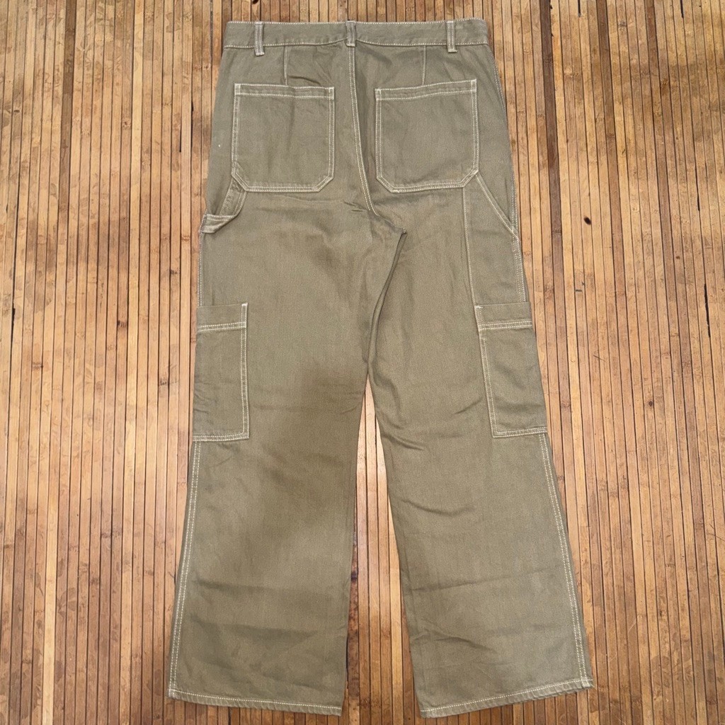 H&M TAN BROWN SUPER WIDE FIT FATIGUE CARPENTER CARGO DENIM JEANS