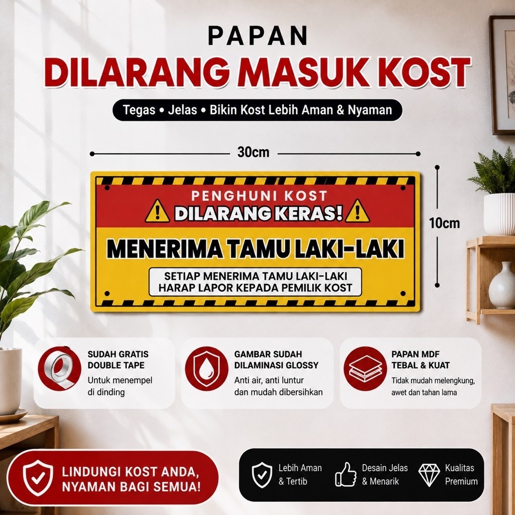 Papan Walldecor Dinding Dilarang Masuk Kamar Kost
