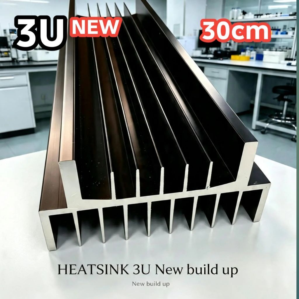 heatsink pendingin transistor final 3U New warna hitam tebal 7 mm panjang 30cm