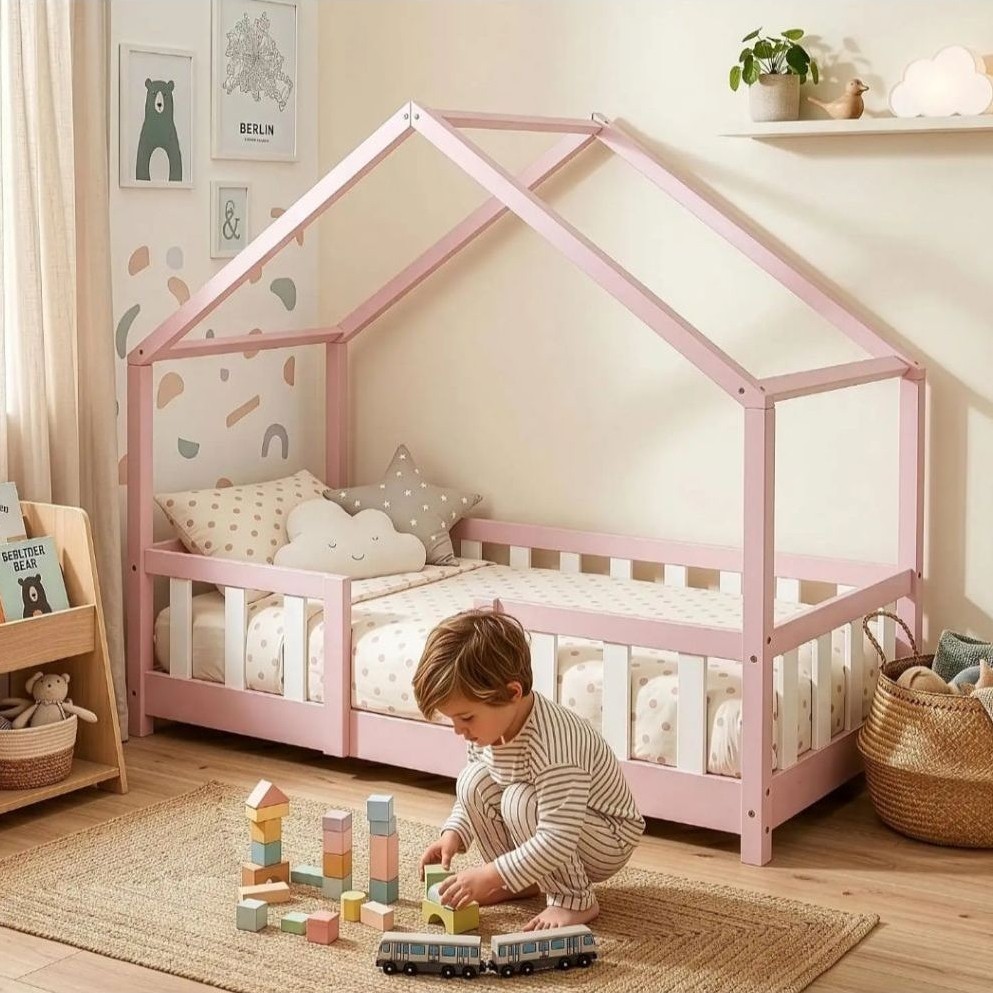 tempat tidur/dipan anak kecil lucu banget bagus tahan lam tahan rayap bahan kayu jti pinos