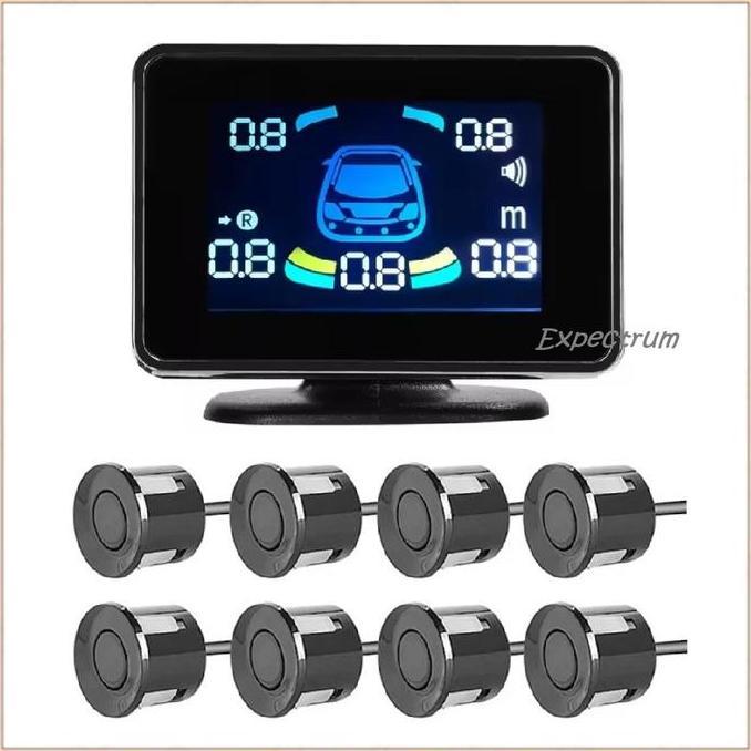 Sensor Parkir Mobil Depan Belakang 8 Sensor + LED Display Meter