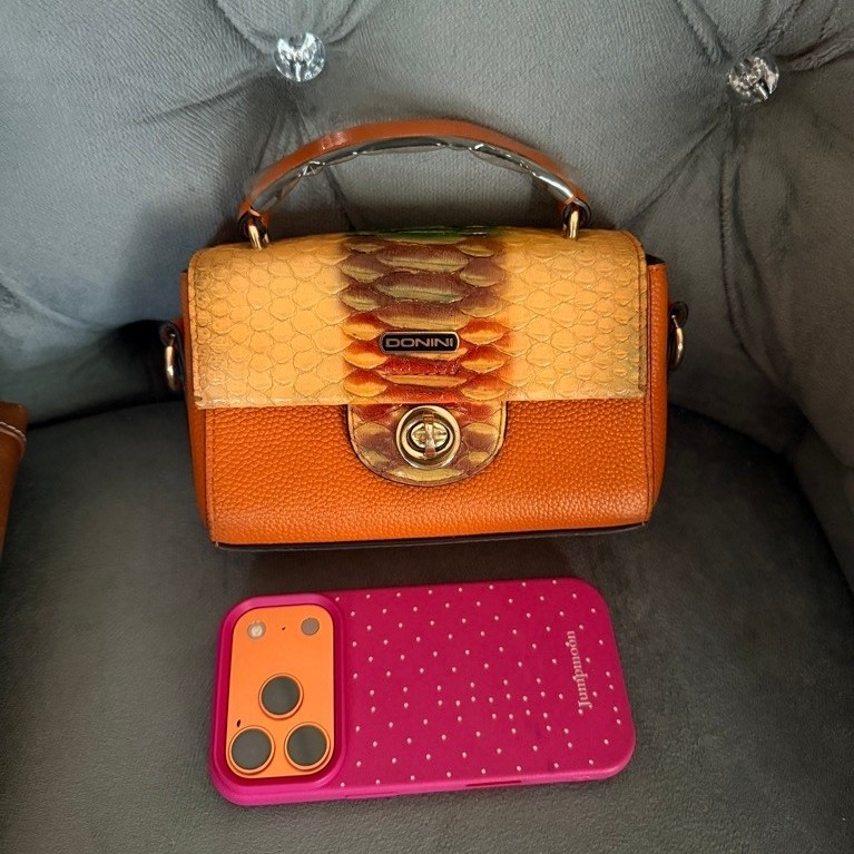 DONINI Tas Mini Kulit Baru Orange Preloved Fashion Wanita