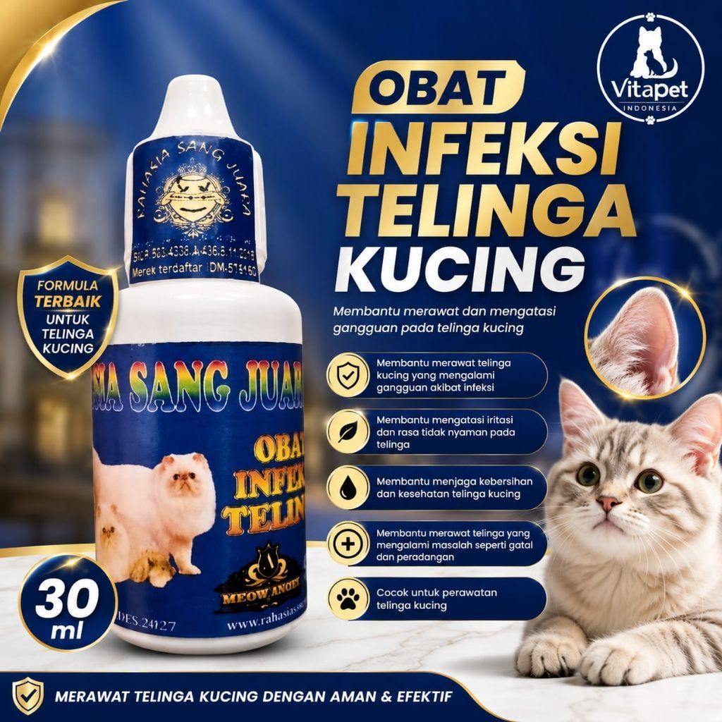 Obat Infeksi Telinga Kucing 30ml | Tetes Telinga Kucing Anti Gatal Jamur