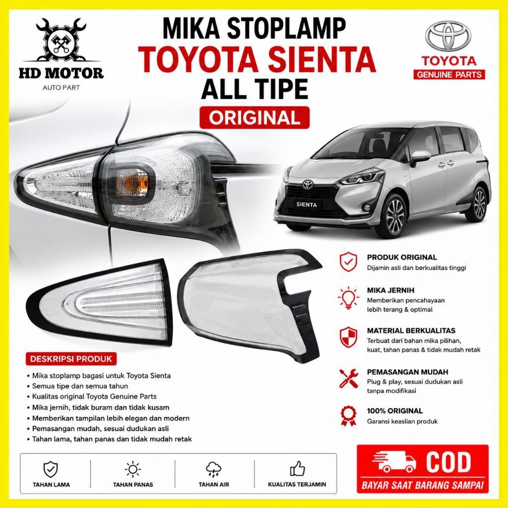 mika stoplamp lampu belakang stoplamp sienta All type Q V Original stoplamp sienta lampu rem sienta 