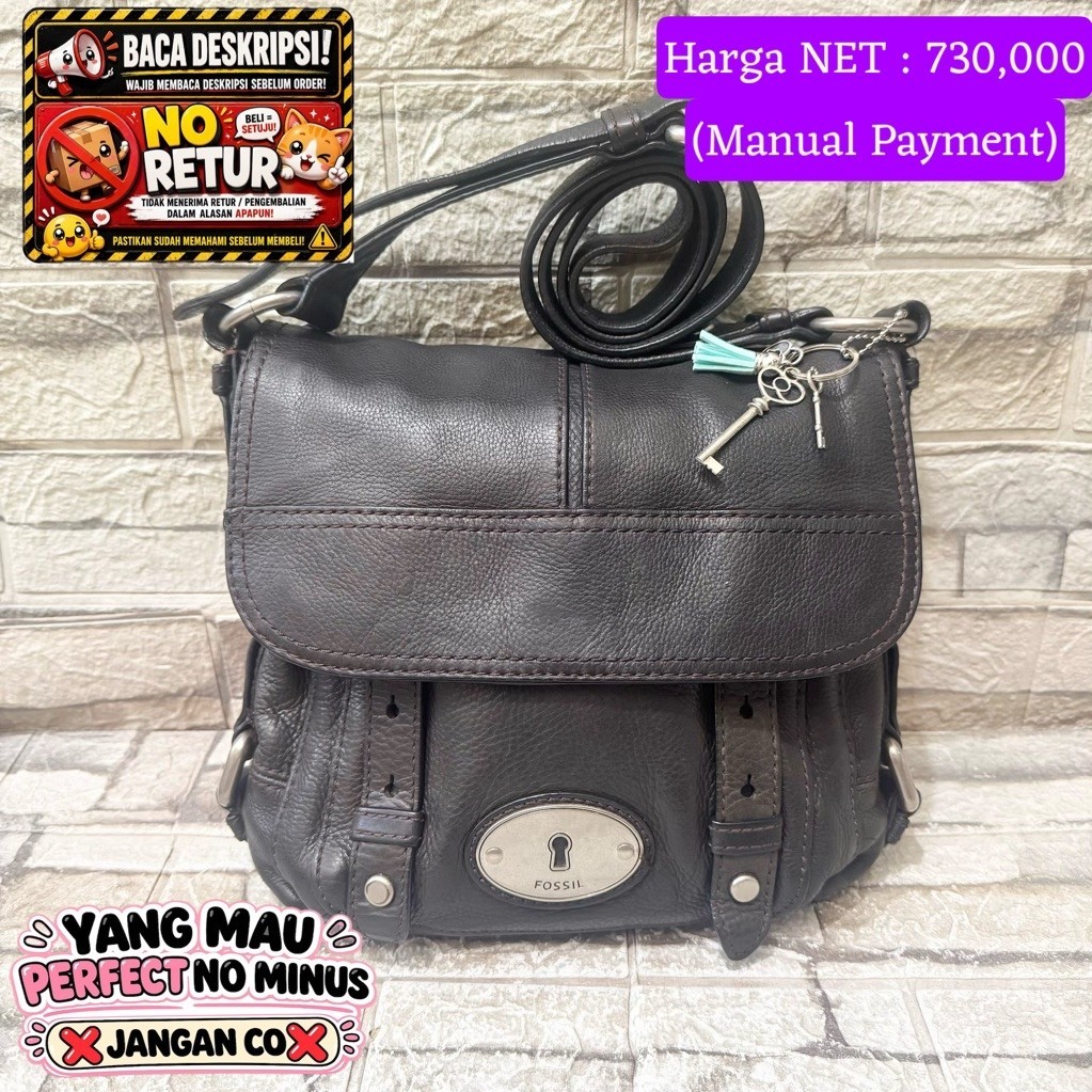 864# NET-Preloved Fossil Maddox Flap Black Hitam