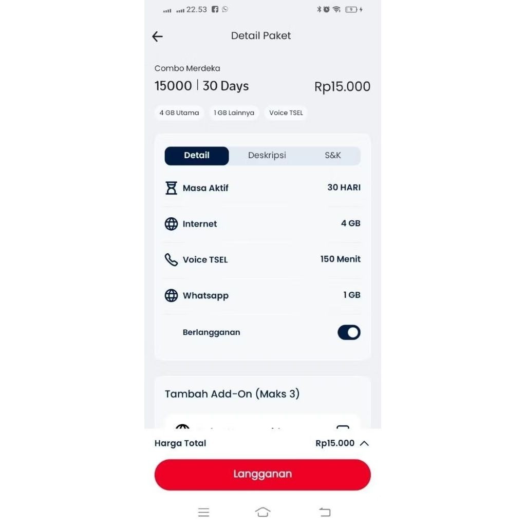 Combo Sakti Telkomsel Paket Combo Sakti Merdeka 15 Rb 30Hari
