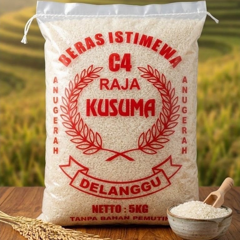 Beras C4 Raja Kusuma Delanggu 5kg - Beras Istimewa Super Pulen Tanpa Pemutih