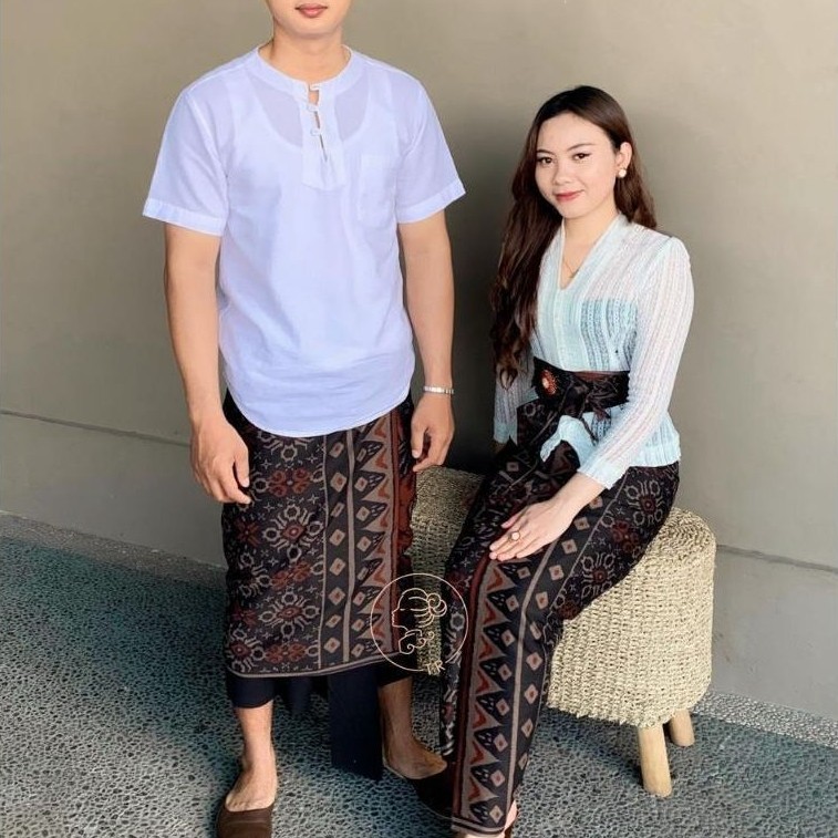 Setelan couple Kamen Saput Batik Bali indigo // saput + kamen + selendang