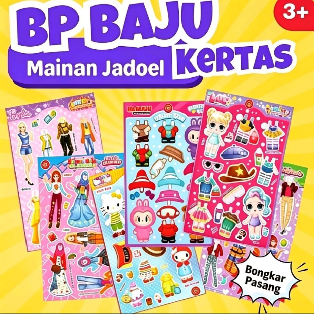 mainan BP bongkar pasang bp'an baju kertas