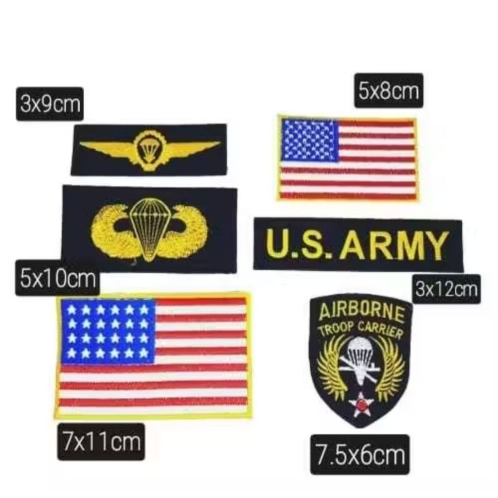 PATCH BORDIR KAIN BENDERA US ARMY AIRBRON ISI 6