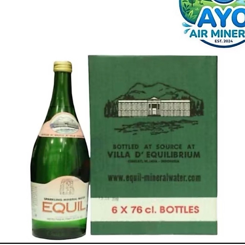 Equil 760ml Sparkling Mineral Water [ Dus Equil isi 6 Botol Kaca ] Air Mineral