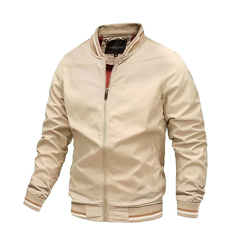 Jaket Bomber Pria Casual Sporty Stand Collar Tipis Anti Kusut Nyaman Musim Semi Gugur