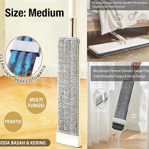 [] Kain Pel Lap Lantai Microfiber Peras Otomatis Mop Permbersih Putih Tarik