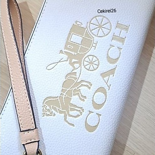 Dompet clutch COACH WHITE wanita 100% ORI certificate